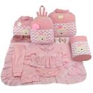 Kit bolsa maternidade 5 peças urso chevron menina + saída maternidade