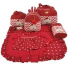 Kit bolsa maternidade 5 peças urso chevron vermelho + saída maternidade Kit bolsa maternidade 5 peças urso chevron vermelho + saída maternidade