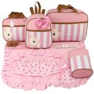 Kit bolsa maternidade 5 peças urso luxo rosa + saida maternidade