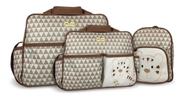 Kit Bolsa Maternidade Atacado Mochila Menina Menino Chevron 3 Peças Bege Kit Bolsa Maternidade Atacado Mochila Menina Menino Chevron 3 Peças Bege