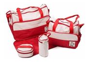 Kit Bolsa Maternidade Bebê 5 Peças Trocador Porta Mamadeira
