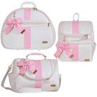 Kit Bolsa Maternidade Laço Elegancy Rosa 3 Peças