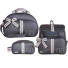 Kit Bolsa Maternidade Laço Versalhes Grafite 3 Peças