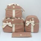 Kit Bolsa Maternidade Menina 4 Peças Luxo Nude Laço
