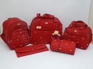Kit bolsa maternidade menina 5 peças vinho luxo