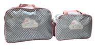Kit Bolsa Maternidade Nuvem Baby Cinza c/bolinhas