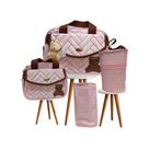 Kit Bolsa Maternidade Rosa com Caramelo Menina Urso Bebê Nenê Mamãe
