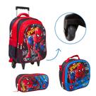 Kit Bolsa Mochila Escolar Homem Aranha Rodinhas Passeio