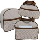 Kit bolsa mochila maternidade veneza 3 peças + trocador bege - boni