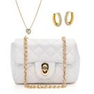 Kit Bolsa Pequena Feminina Corrente De Mão E De Ombro Colar