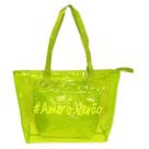 Kit Bolsa Sacola Amo O Verão De Silicone Leve De Ombro Com Alça Confortável De Praia verde Lima