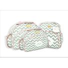 Kit Bolsa Saida Maternidade Chevron Nuvem 3 Peças Cinza com Rosa Atacado Barato