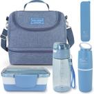 Kit Bolsa Térmica Lancheira Marmita 2 Divisórias Garrafa Squeeze Água Porta Escova de Dentes e Porta Talheres