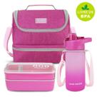 Kit Bolsa Térmica Lancheira Necessaire Marmita Lanche Garrafa Squeeze Infantil Escola Creche BPA Fre