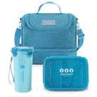 Kit Bolsa Térmica Marmita Divisória Garrafa 500ml Tampa Pote