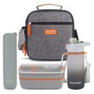 Kit Bolsa Térmica Pote Marmita 750ml Garrafa 550ml E Porta Talheres Vibe Cinza