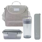 Kit Bolsa Térmica Pote Marmita 950ml Garrafa 550ml E Porta Talheres Joy Cinza Kit Bolsa Térmica Pote Marmita 950ml Garrafa 550ml E Porta Talheres Joy Cinza