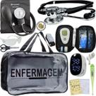 Kit Bolsa Transparente Aparelho de Pressão Aneroide Medidor de Glicose Completo Enfermagem Incoterm