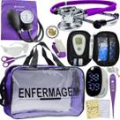 Kit Bolsa Transparente Aparelho de Pressão Aneroide Medidor de Glicose Completo Enfermagem Incoterm