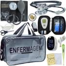 Kit Bolsa Transparente Aparelho de Pressão Aneroide Medidor de Glicose Completo Enfermagem Premium