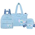 Kit Bolsa Transversal Sacola E Mochila Pelucia Lilo Stitch