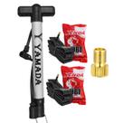 Kit Bomba De Ar Bicicleta + 2 Câmaras Kenda Aro 26 + Adaptador Válvula Presta Para Schrader Bike MTB