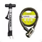 Kit Bomba de Ar Bike 30cc Portátil Cadeado Elleven Cabo de Aço 80cm x 15mm Segurança Bicicleta MTB Speed Urbana