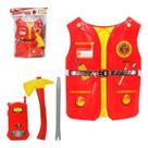 Kit Bombeiro Com Colete + Machado + Radinho Vermelho
