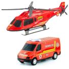 Kit Bombeiro Helicóptero De Brinquedo Infantil Com Carrinho Furgão Kit Bombeiro Helicóptero De Brinquedo Infantil Com Carrinho Furgão