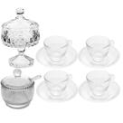 Kit Bomboniere Potiche Cristal Acucareiro Jogo Xicara Cafe TRANSPARENTE