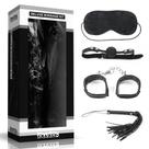 Kit Bondage Luxo com 4 Peças Mascara,Mordaça,Venda e Chicote