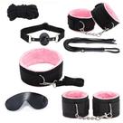 Kit Bondage Sado Fetiche na Cor Preto com Rosa - 07 Itens