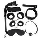 Kit Bondage Sadomasoquista 8 em 1 em Pelucia na cor Preta