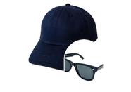 Kit Boné Liso Básico Aba Curva Ajustável Algodão e Óculos Acetato Unissex Preto