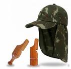 Kit Boné Proteção + Apitos de Caça Perdiz 27 e Apito Codorna Kit Boné Proteção + Apitos de Caça Perdiz 27 e Apito Codorna