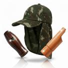 Kit Boné Proteção + Apitos de Caça Perdiz 27 e Apito Macuco Kit Boné Proteção + Apitos de Caça Perdiz 27 e Apito Macuco