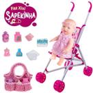 Kit Boneca Bebê Sapekinha Faz Xixi +Carrinho e Bolsa Enxoval