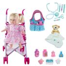 Kit Boneca Consulta 38cm + Naninha + Carrinho + Bolsinha Kit Boneca Consulta 38cm + Naninha + Carrinho + Bolsinha