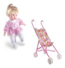 Kit Boneca Corpo De Pano Macia Hair Soft Loira Com Carrinho