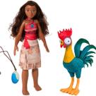 Kit Boneca Moana Grande Original Articulada + Galo Moana