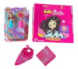 Kit Boneca Patty, Lenço Rosa+caixa c/ 100 un Chiclete Barbie