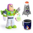 Kit Boneco Buzz Lightyear Elka + Caneca e Garrafa Foguete Giratórios