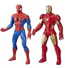 Kit boneco figura homem aranha e homem de ferro olympus 24cm hasbro