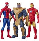 Kit boneco figura homem aranha + thanos e homem de ferro titan 30cm hasbro