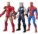 Kit boneco figura homem de ferro + homem aranha e thor 24cm olympus hasbro