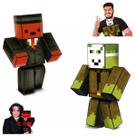 Kit Boneco Kadu + Stick 25cm Minecraft Gamer Skin Youtuber