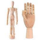 Kit Boneco + Mão Madeira Flexível E Articulado 30Cm