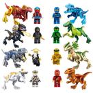 Kit bonecos ninjas com dinossauros 16 pcs