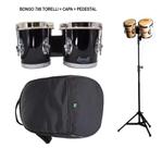 Kit Bongo Torelli 7x8 Preto Tb011 Com Pedestal E Capa