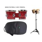 Kit Bongo Torelli Vermelho 7X8 Tb011 + Pedestal Hpb01 + Capa